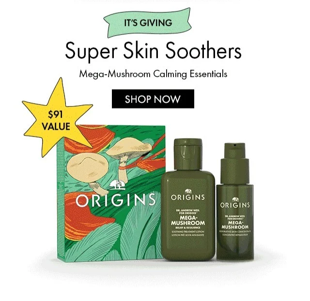 $91 VALUE | IT'S GIVING | Super Skin Soothers | Mega-Mushroom Calming Essentials | SHOP NOW
