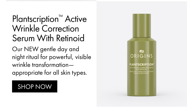 Plantscription™ Active Wrinkle Correction Serum With Retinoid | Our NEW gentle day and night ritual for powerful, visible wrinkle transformation-appropriate for all skin types. | SHOP NOW