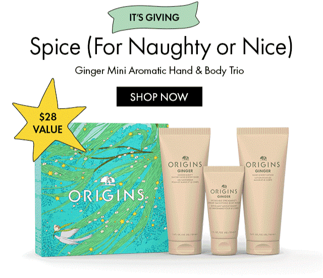 $28 VALUE | IT'S GIVING | Spice (For Naughty or Nice) | Ginger Mini Aromatic Hand & Body Trio | SHOP NOW