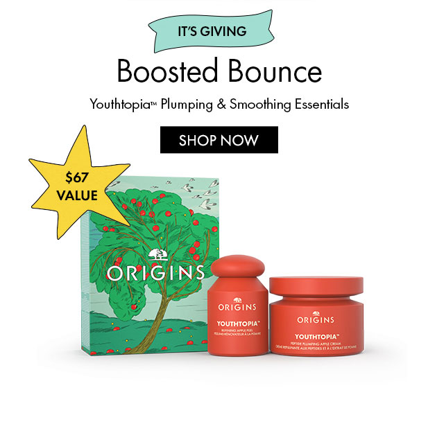 $67 VALUE | IT'S GIVING | Boosted Bounce | Youthtopia™ Plumping & Smoothing Essentials | SHOP NOW