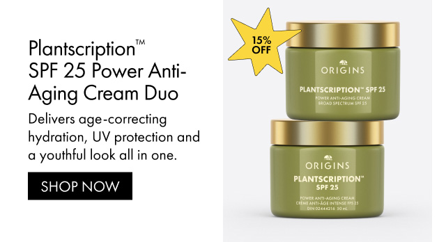 15% OFF | Plantscription™ SPF 25 Power Anti-Aging Cream Duo | Delivers age-correcting hydration, UV protection and a youthful look all in one. | SHOP NOW