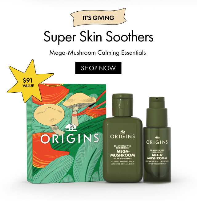 $91 VALUE | IT'S GIVING | Super Skin Soothers | Mega-Mushroom Calming Essentials | SHOP NOW