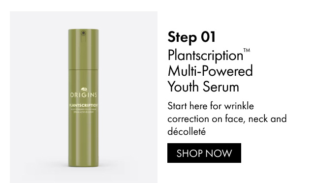 Step 01 | Plantscription™ Multi-Powered Youth Serum | Start here for wrinkle correction on face, neck and décolleté | SHOP NOW
