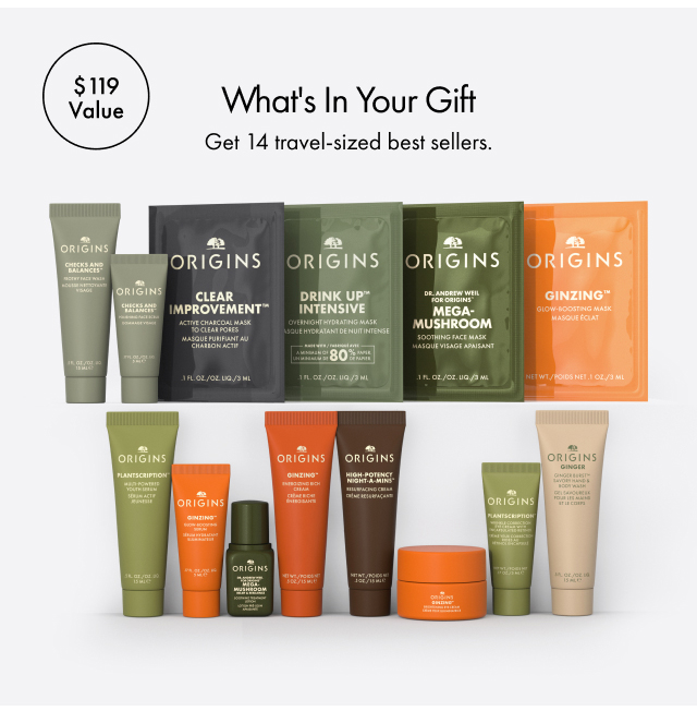 $119 Value | What's In Your Gift | Get 14 travel-sized best sellers.
