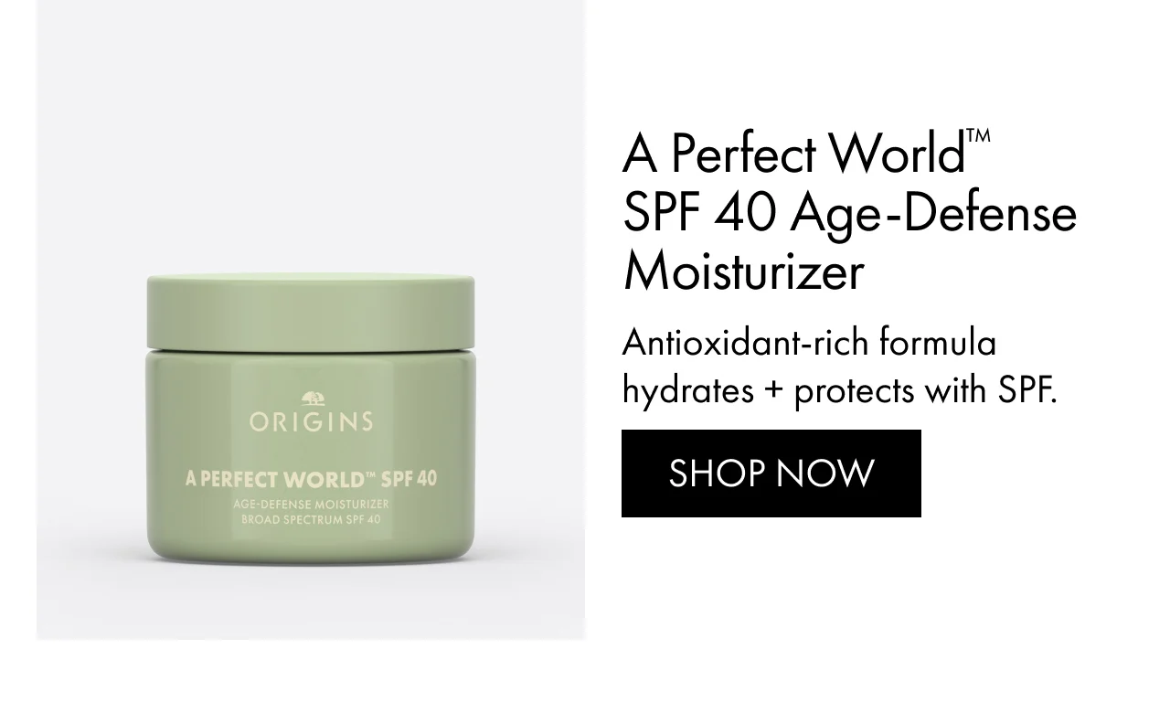 A Perfect World™ SPF 40 Age-Defense Moisturizer | Antioxidant-rich formula hydrates + protects with SPF. | SHOP NOW