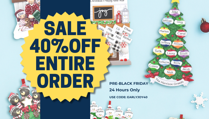 Flash Sale: 25% Off Personalized Sports Ornaments featuring volleyball, baseball, gymnast, and pickleball ornaments with names.