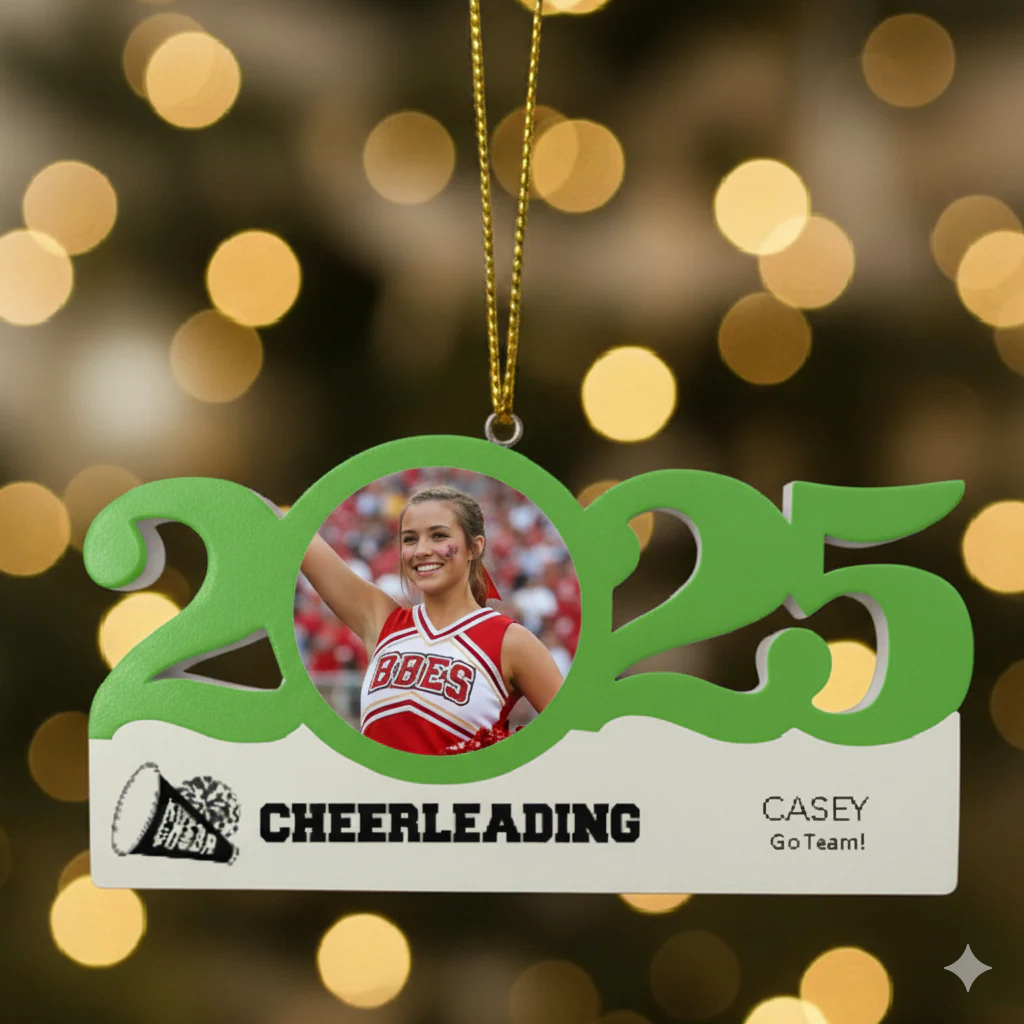 2025 graduation photo ornament featuring student Kyra and custom school name, Lake Forest High School.