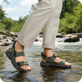 Neptune olive men's hands-free sandals