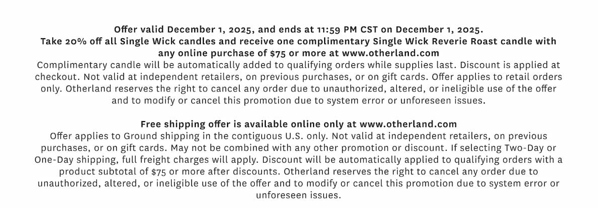Offer valid December 1, 2025, and ends at 11:59 PM CST on December 1, 2025.