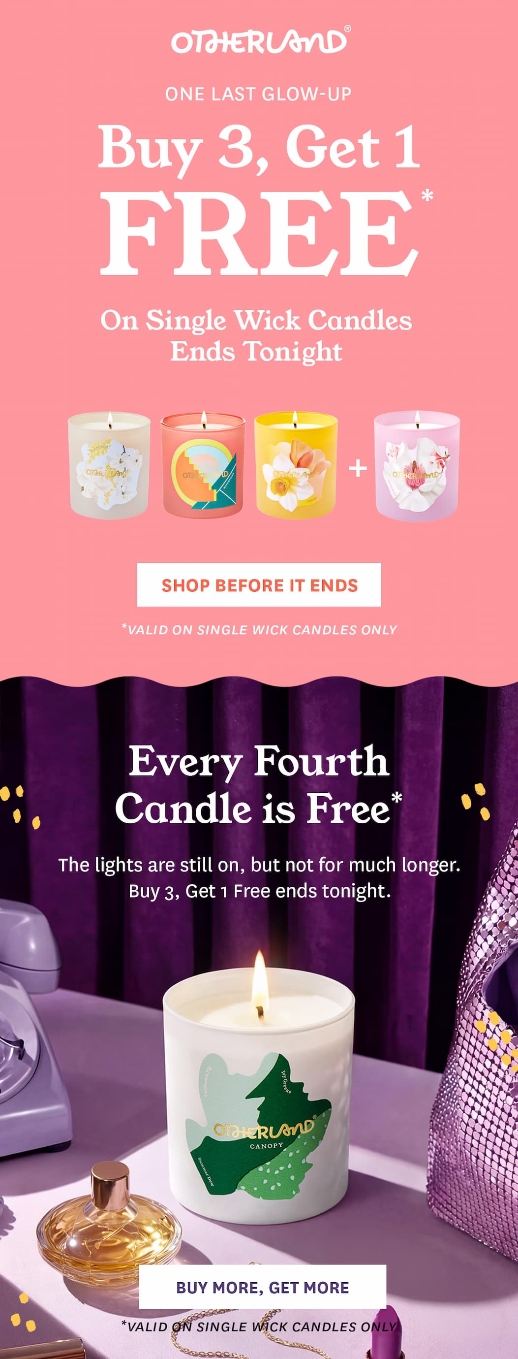 Buy 3, Get 1 Free On Single Wick Candles Ends Tonight