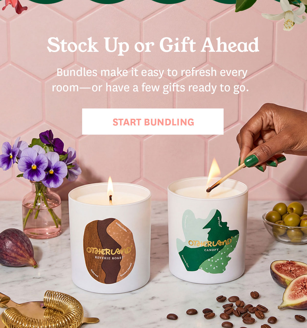 Bundle 3 Candles for 10% Off. Bundle 6 Candles for 15% Off.