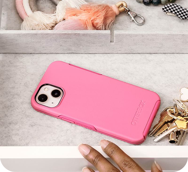 iPhone with pink OtterBox case