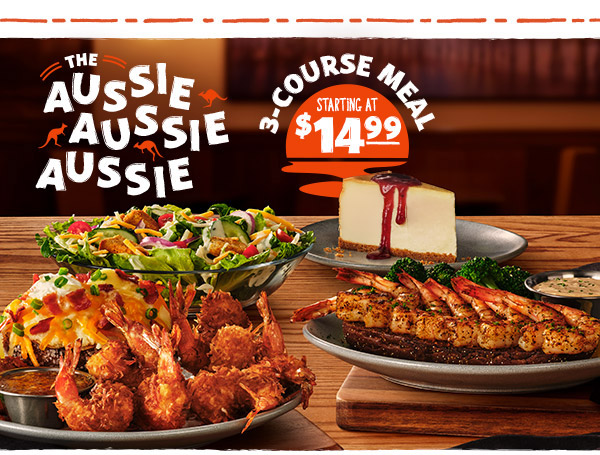 The Aussie Aussie Aussie 3 Course Meal. Starting at $14.99