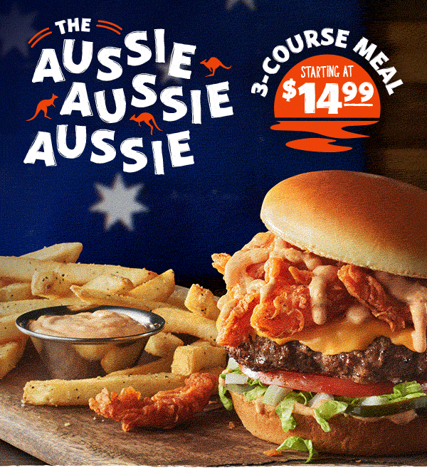 The Aussie Aussie Aussie 3 Course Meal. Starting at $14.99