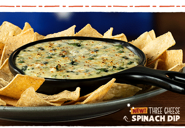 New! Three Cheese Spinach Dip, The Original BLoomin' Onion, Aussie Cheese Fries, Gold Coast Coconut Shrimp, NEW! Fried Mozzarella Bloomerangs