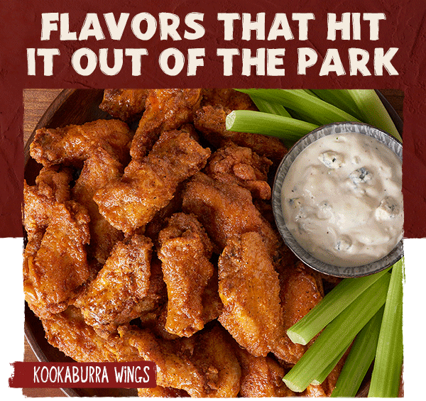 Flavors That Hit It Out Of The Park - Kookaburra Wings, Outback Ribs, Gold Coast Coconut Shrimp