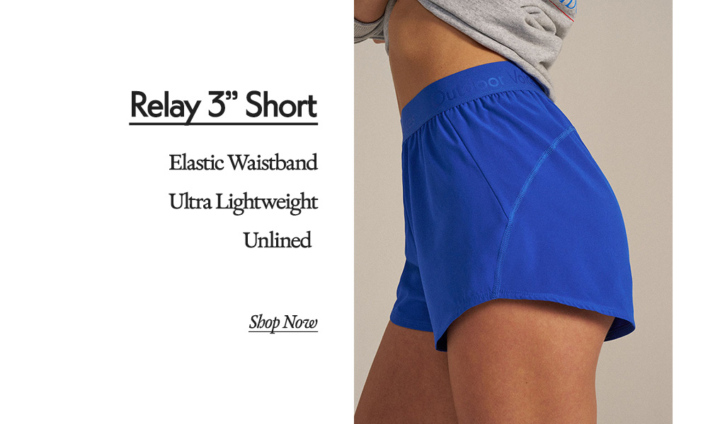 Relay 3" Short ​  Elastic Waistband​  Ultra Lightweight​  Unlined 