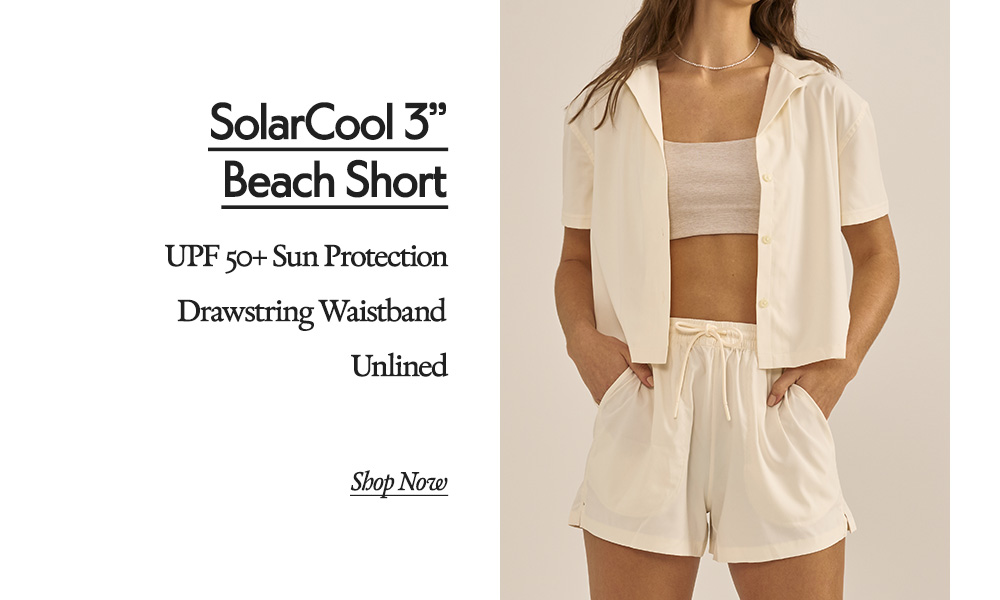 SolarCool 3" Beach Short​  UPF 50+ Sun Protection​  Unlined​  Drawstring Waistband 