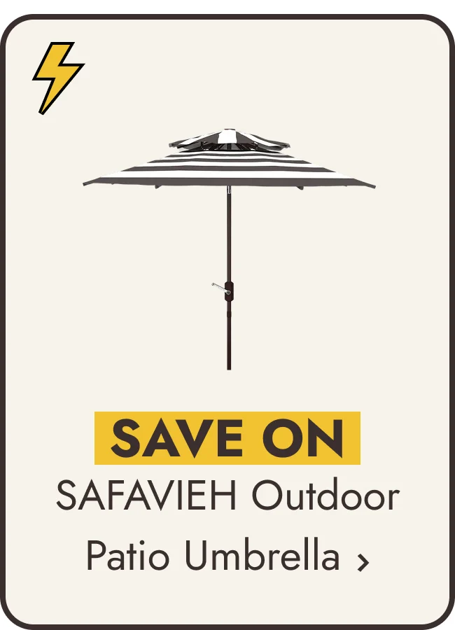 SAFAVIEH Iris 9ft Outdoor Patio Umbrella Double Top - UV Resistant, Auto Crank Tilt