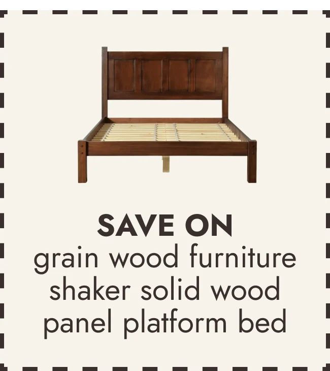 Grain Wood Furniture Shaker Solid Wood Panel Platform Bed