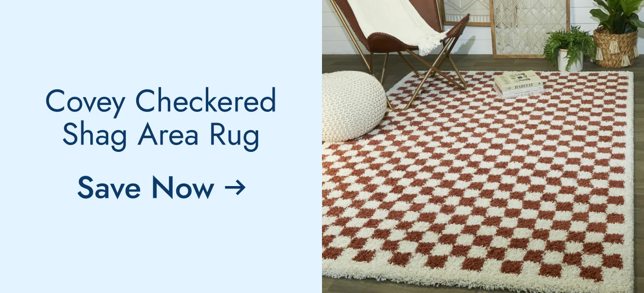 Covey Plush Checkered Thick Shag Area Rug
