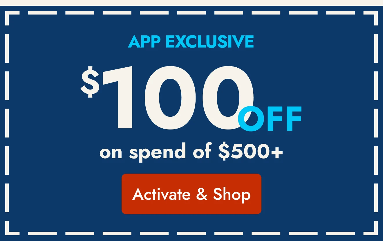 $100 off $500 in app