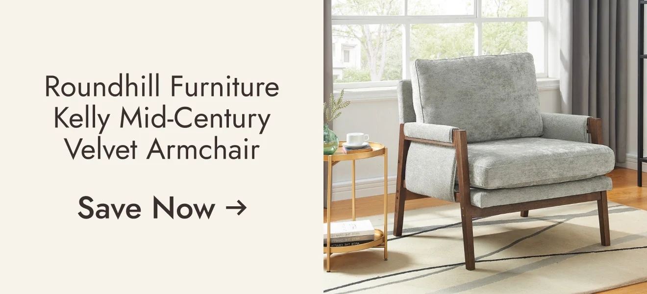 Roundhill Furniture Kelly Mid-Century Modern Velvet Accent Armchair