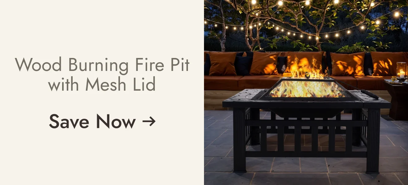 Wood Burning Fire Pit with Mesh Lid