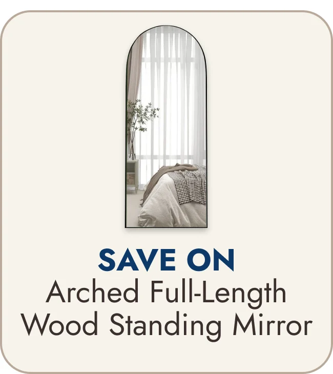 Arched Full-Length Wood Floor Standing Mirror