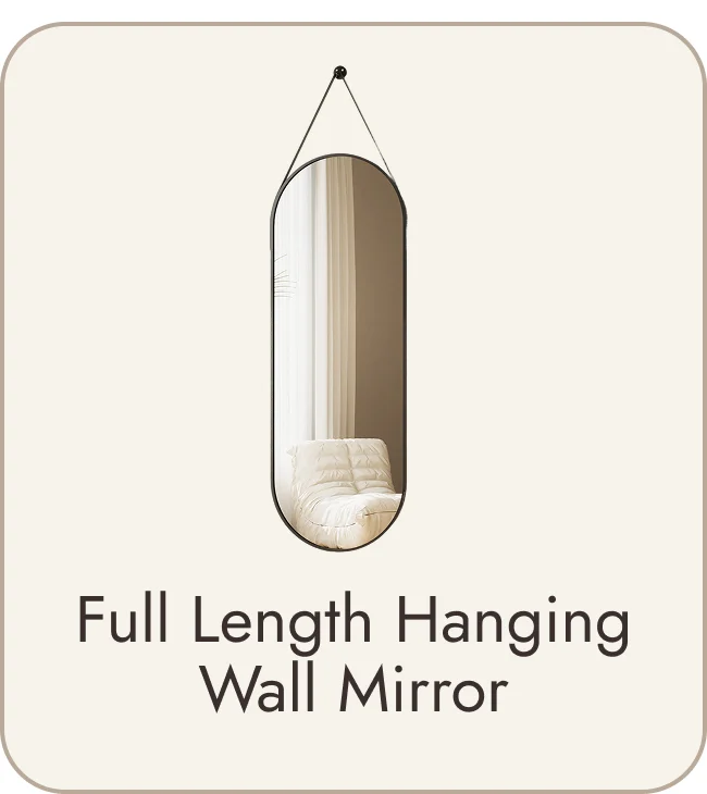 Full Length Hanging Wall Mirror with Leather Strap