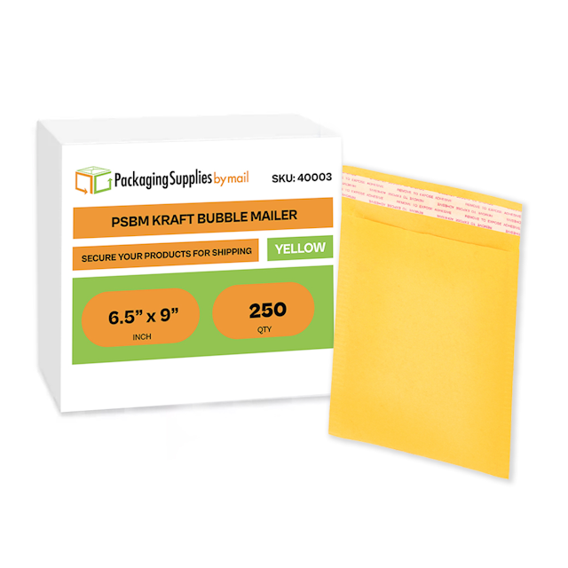 Yellow Kraft Bubble Mailers - #0 - 6.5
