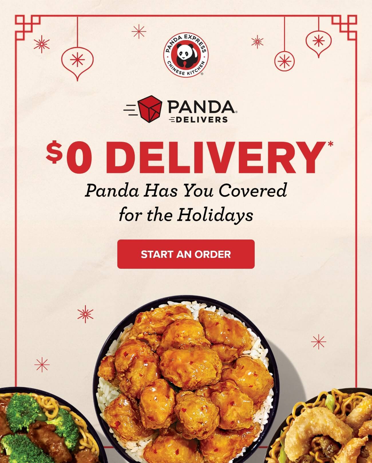 Panda Delivers - $0 Delivery* - Panda Has You Covered for the Holidays - Start an Order