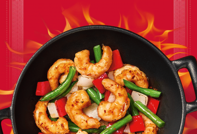 Wok-fired shrimp animation