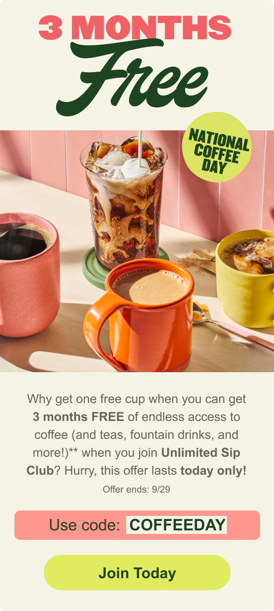3 Months Free National Coffee Day