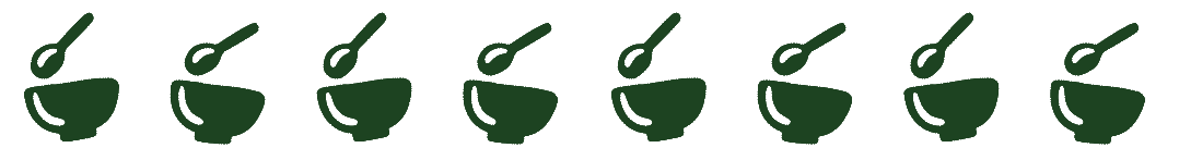 An animated GIF of several bowls with a spoon above, dancing