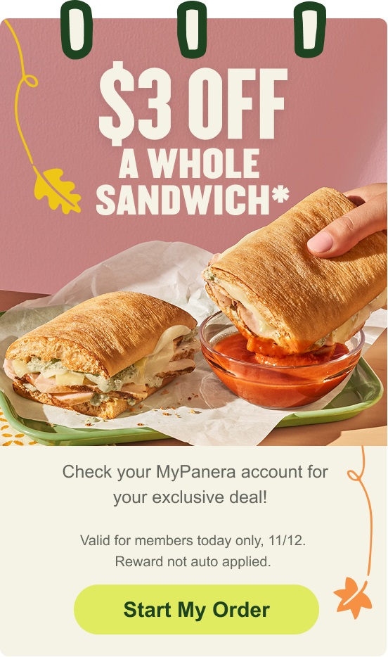 $3 off a whole sandwich* Start My Order