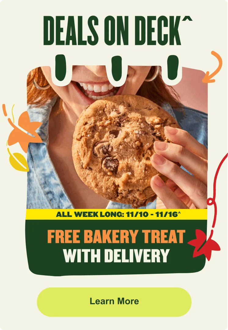 A MyPanera Days promotional banner titled DEALS ON DECK, showing a breakfast sandwich with egg, ham, and melted cheese on a croissant, served on a red plate. The text announces a TWO DAY DEAL: 11/15 + 11/16 for $3 OFF A BREAKFAST SANDWICH, with a Learn More button at the bottom.