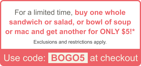 Use code: BOGO5 at checkout