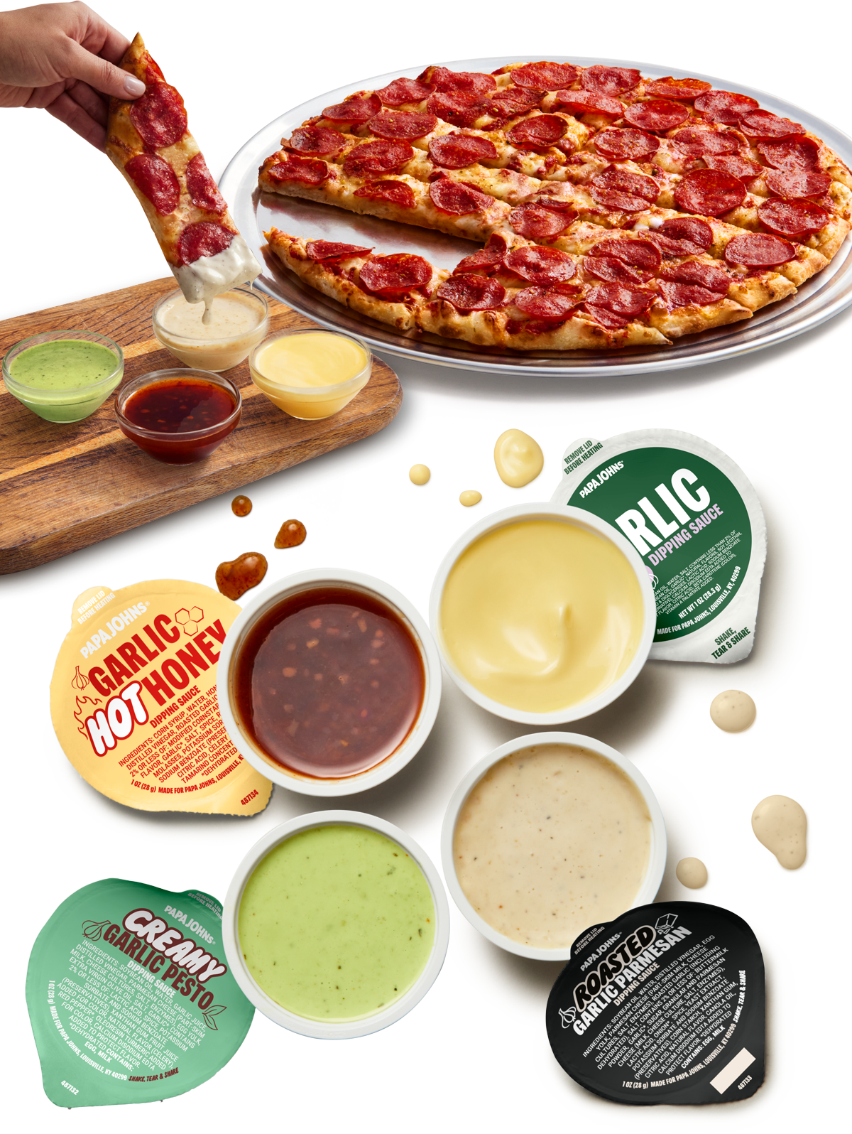 1-Topping Large Pizza & 4 Sauce Flight