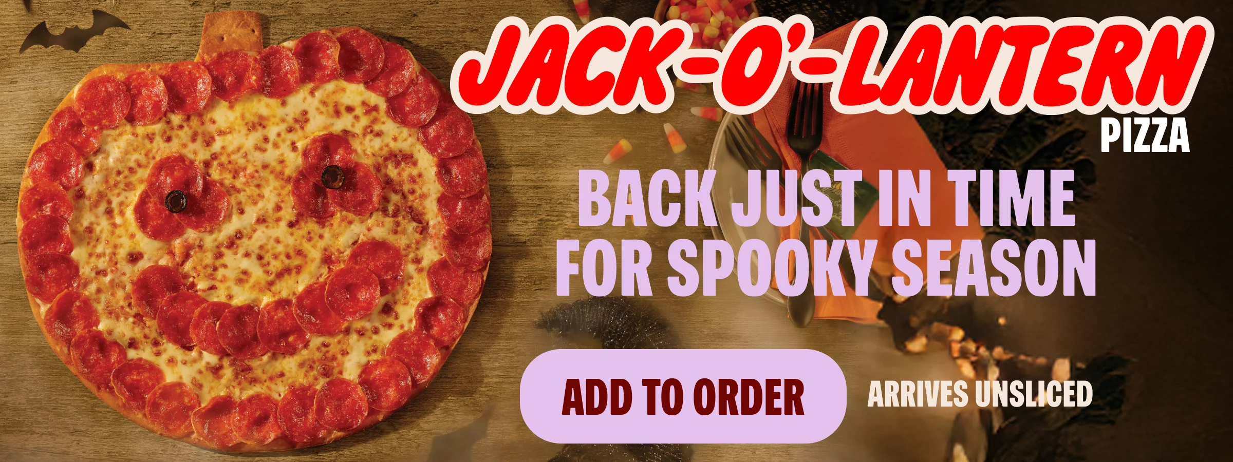 Jack-o'-lantern Pizza - Arrives Unsliced - Add to Order