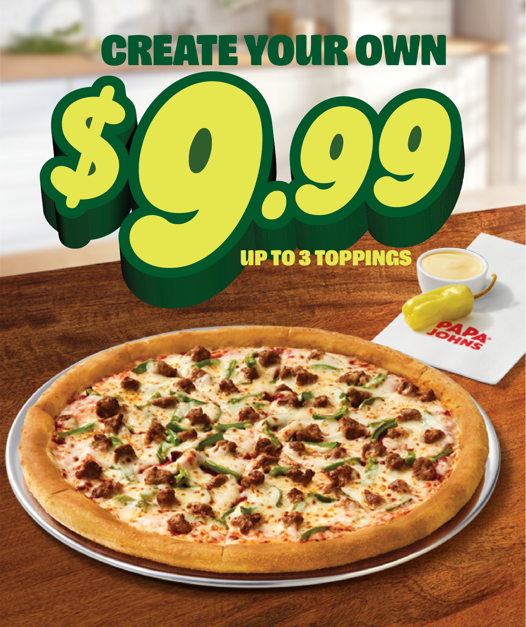 $9.99 Any 3 Toppings - Order Now