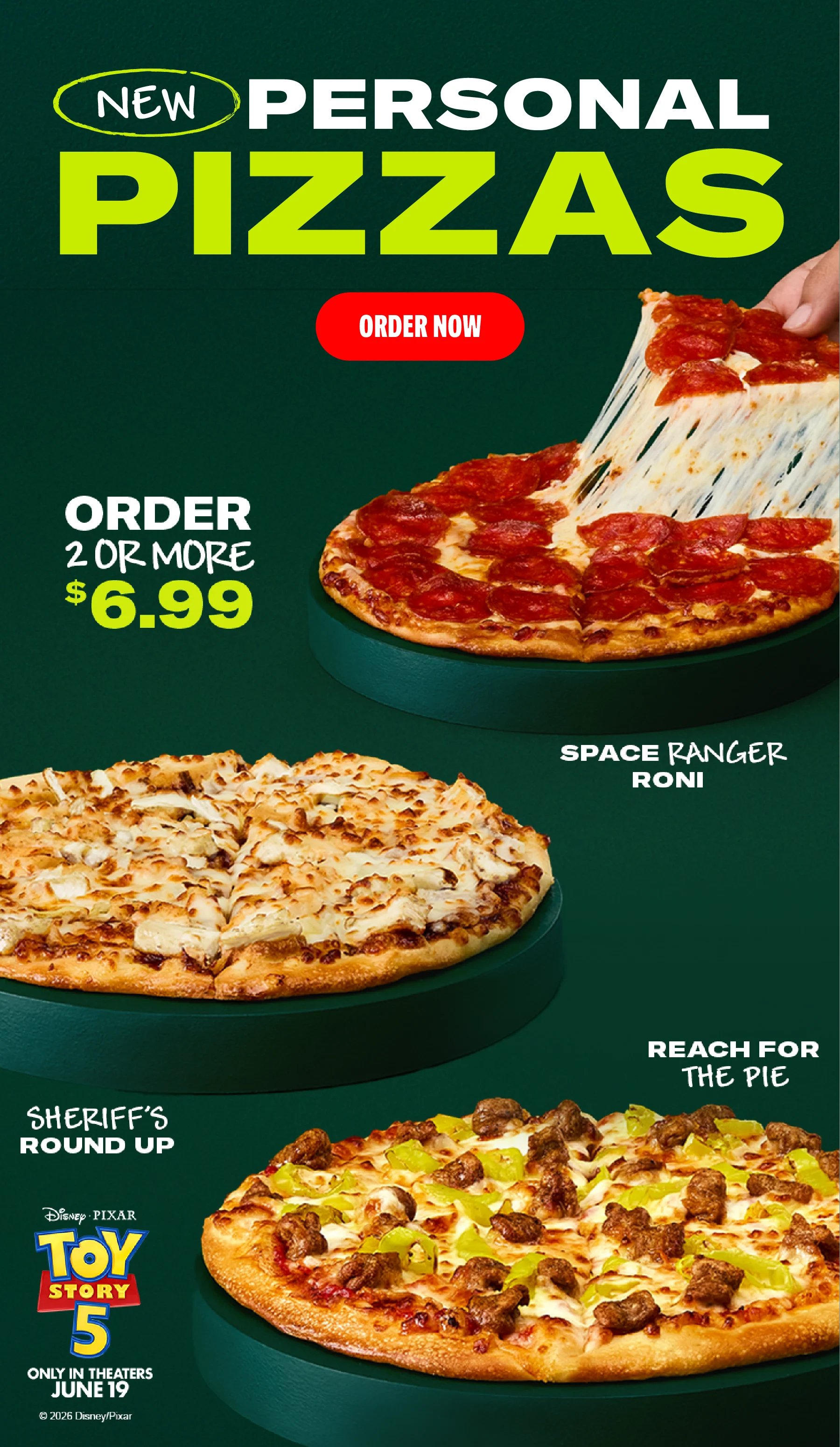 Toy Story 5 Personal Pan Pizzas