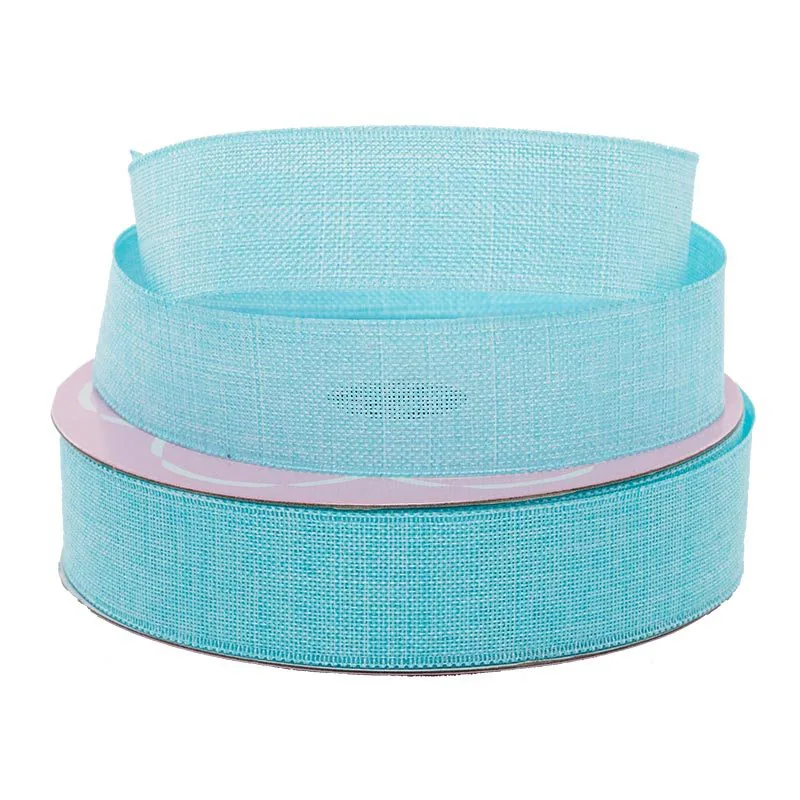 Faux Linen<br>Aqua Ribbon