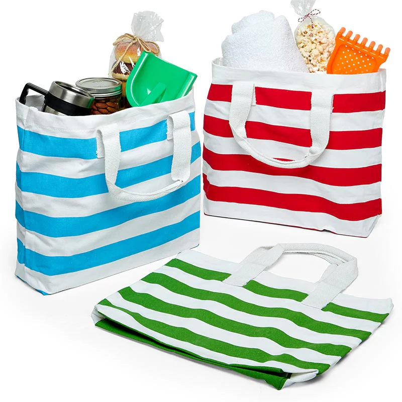 Stripe Canvas<br>Tote Bags<br>(6 pack)
