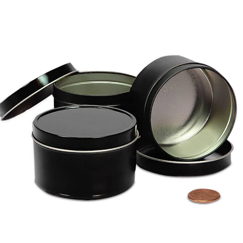 14 oz Black Deep Round Tin Cans