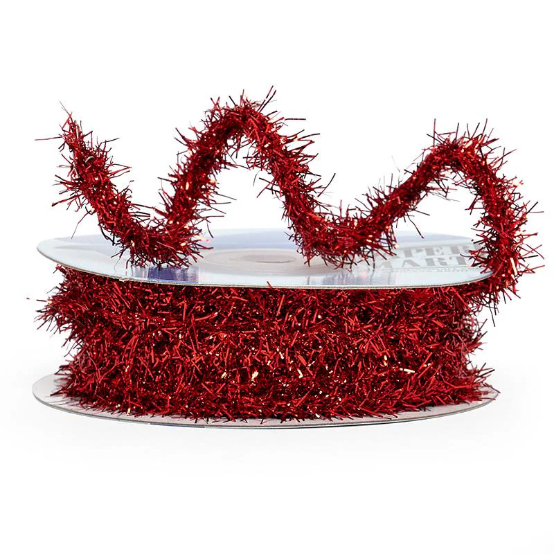 1.5" x 10 yd Red Metallic Tinsel Wire