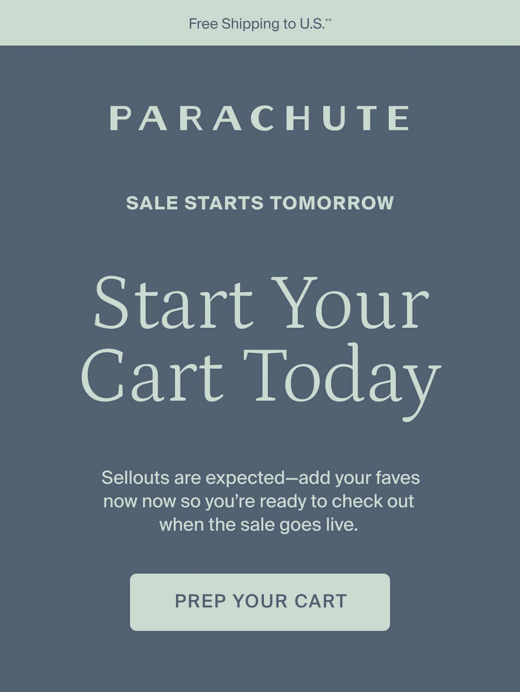 Sale starts tomorrow. Start your cart today. 