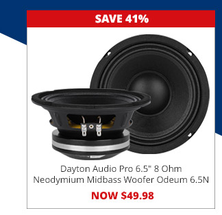 Dayton Audio Pro 6.5 in. 8 Ohm Neodymium Midbass Woofer Odeum 6.5N, now $49.98. SAVE 41%