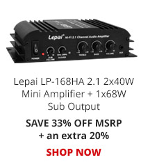 Lepai LP-168HA 2.1 2x40W Mini Amplifier + 1x68W Sub Output SAVE 33% OFF MSRP + an extra 20%. SHOP NOW
