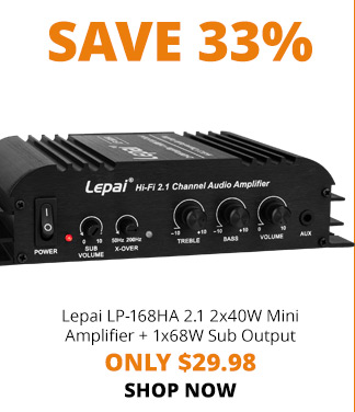 Save 33%— Lepai LP-168HA 2.1 2x40W Mini Amplifier + 1x68W Sub Output ONLY $29.98. SHOP NOW 